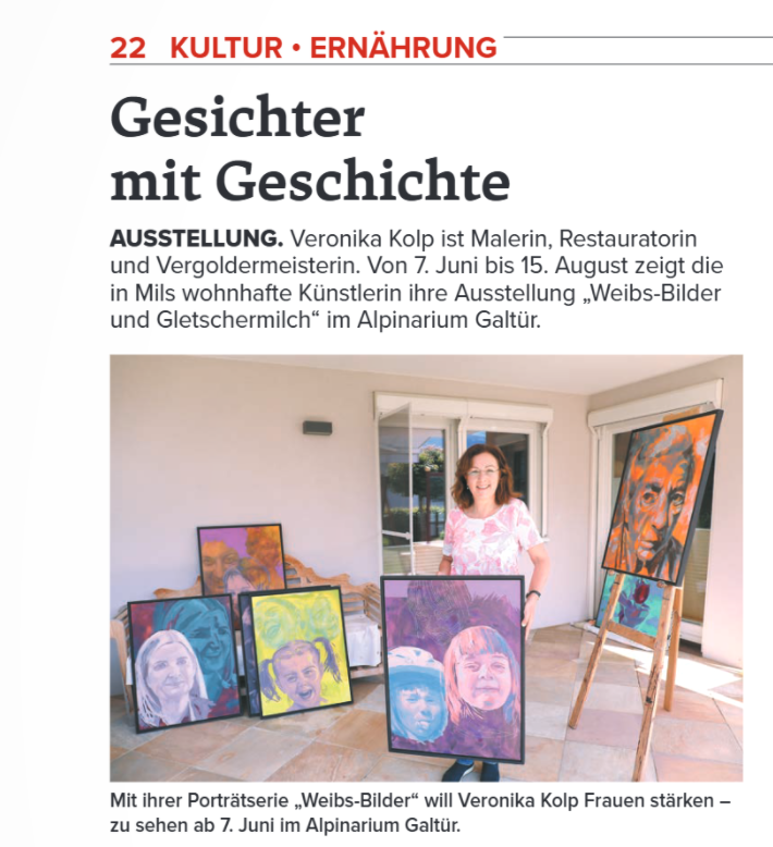 Zeitungsbericht über die Tiroler Malerin Veronika Kolp