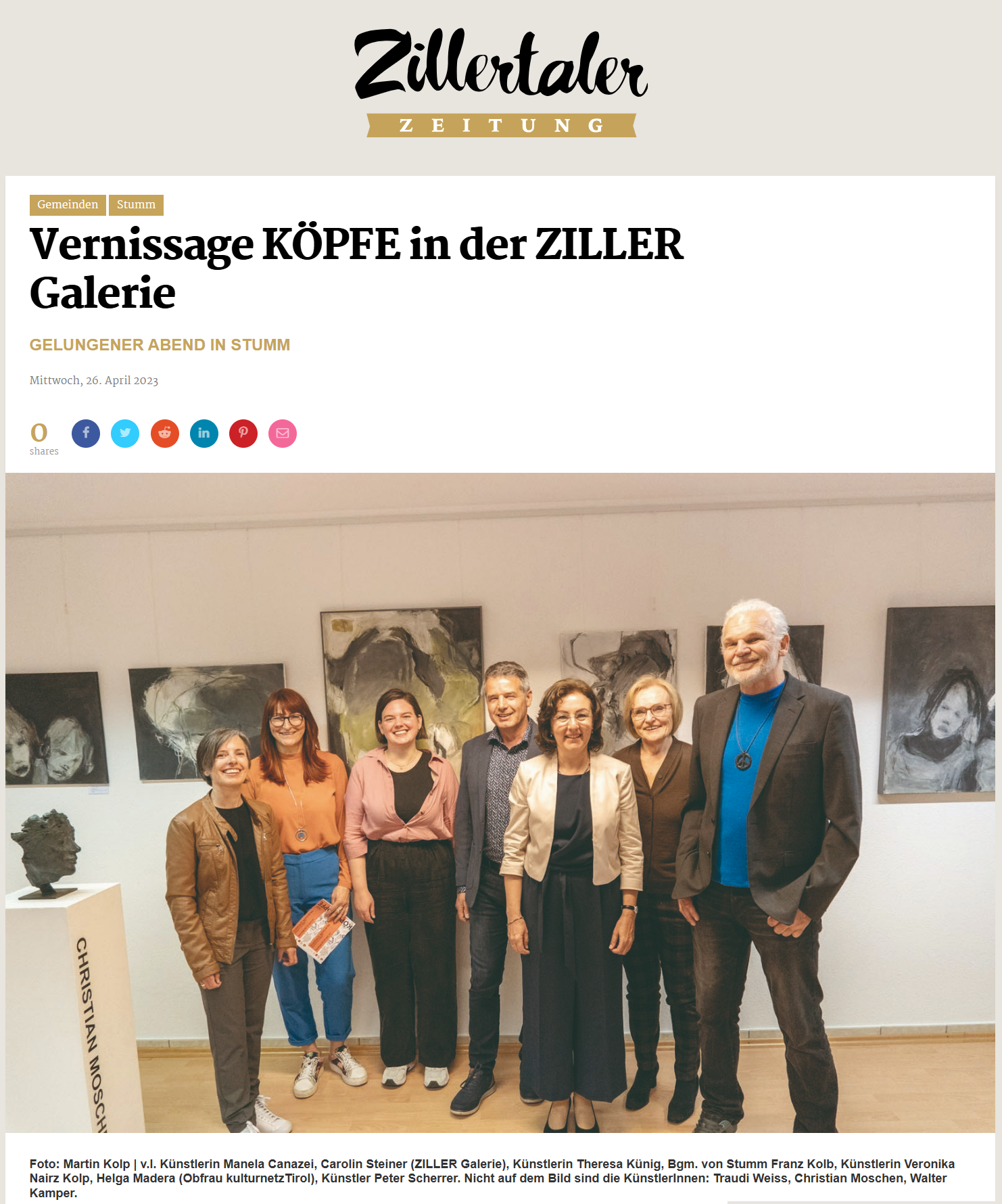 Zeitungsbericht über Veronika Kolp