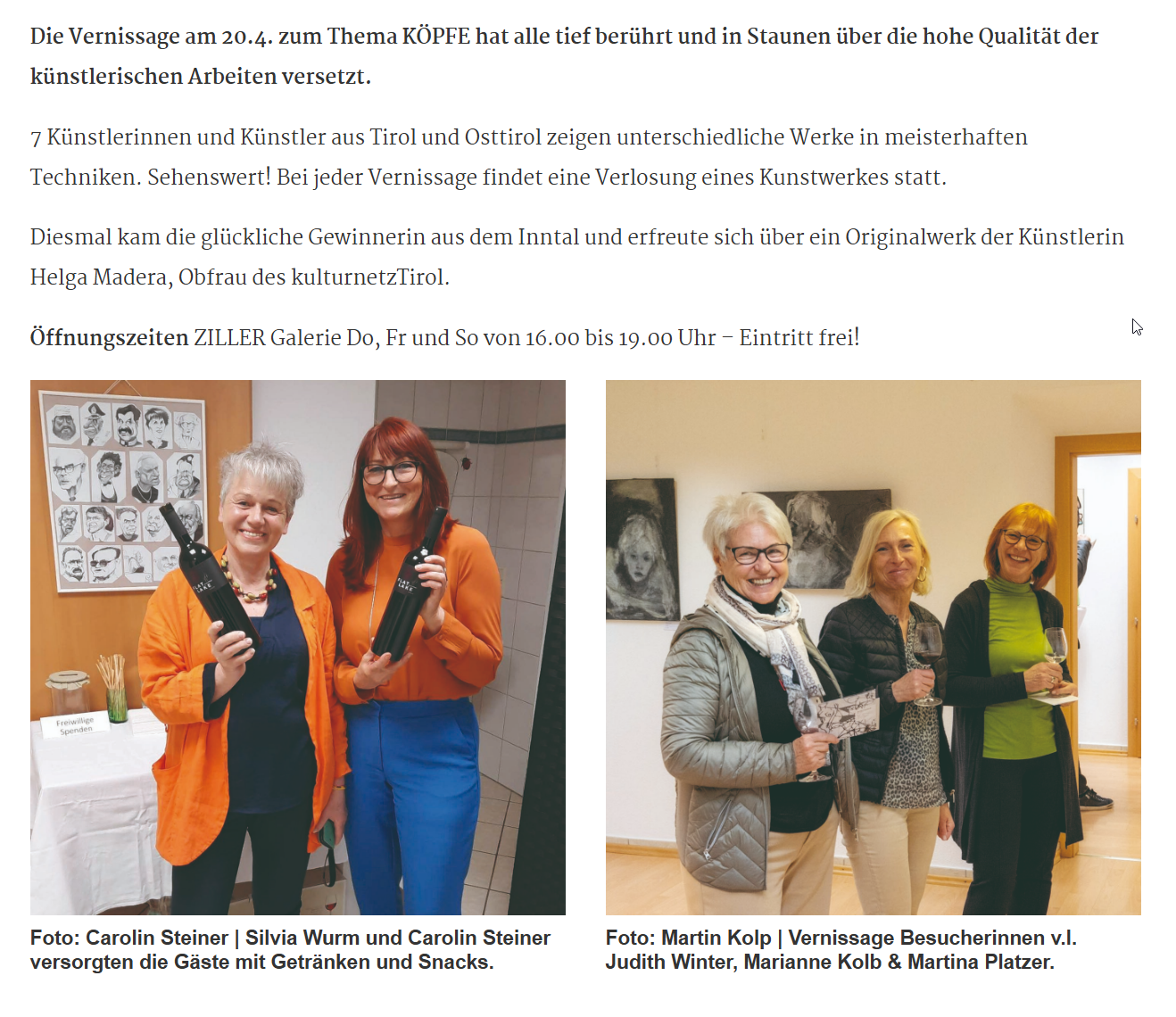 Zeitungsbericht über Veronika Kolp